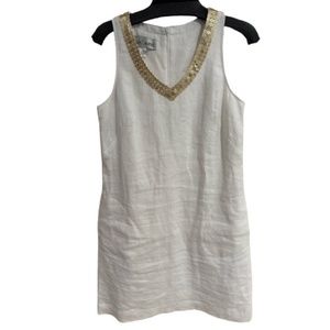 Sara Campbell Linen Embellished Dress Sz 6
